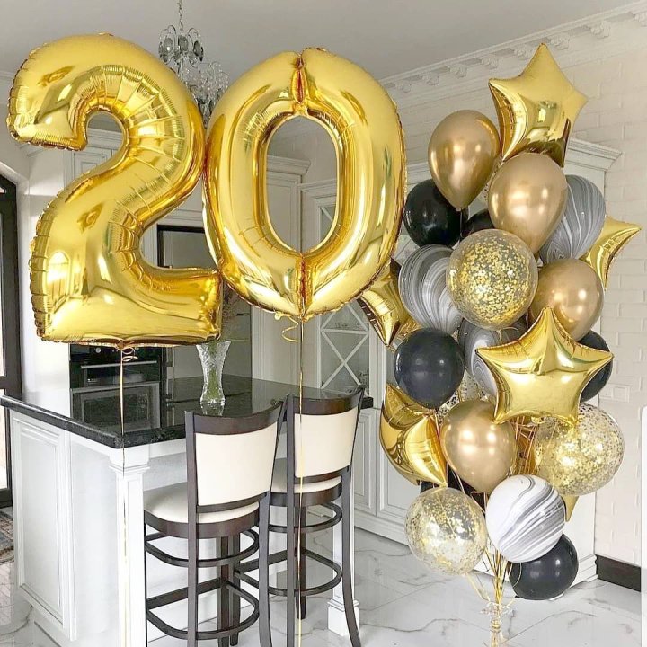 Фольгированный шар Золотая Цифра в Ангарске