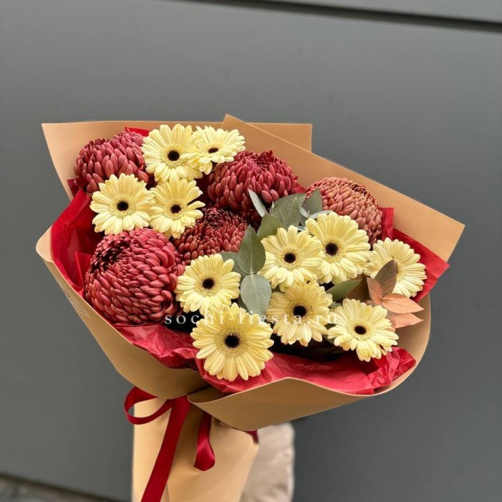 Букет гербер и хризантем Бигуди в Ангарске