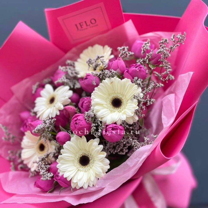 Букет гербер и мисти бабблс  в Ангарске