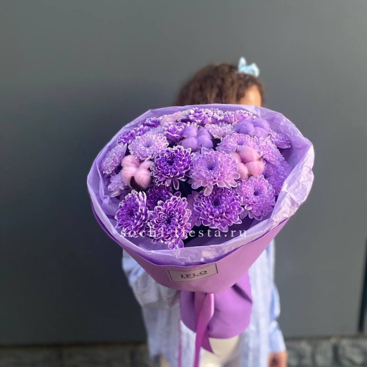 Хризантемы с хлопком в Ангарске