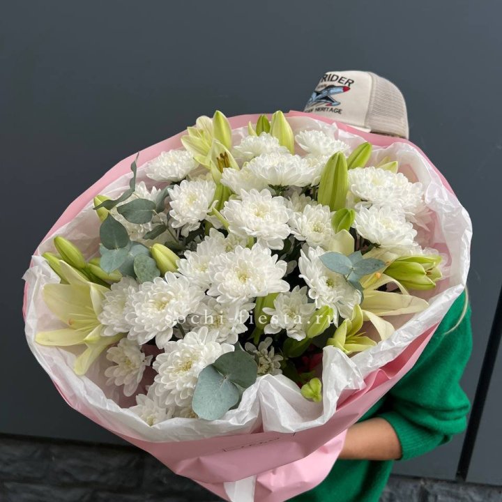  Букет  хризантемы и лилии в Ангарске