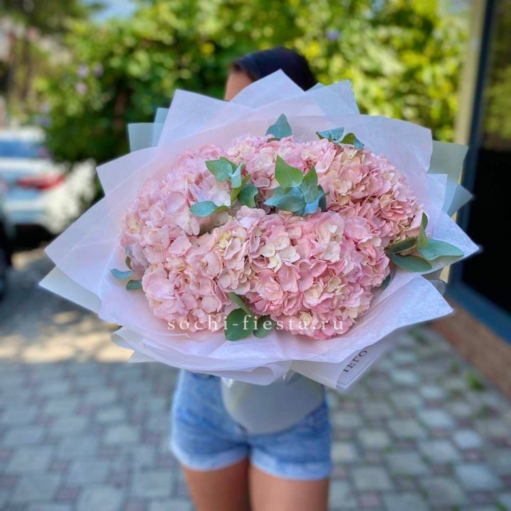 5 розовых гортензий  в Ангарске