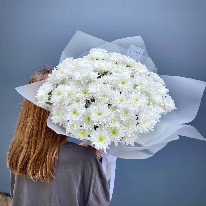 Букет хризантем "Белая снежинка" в Ангарске