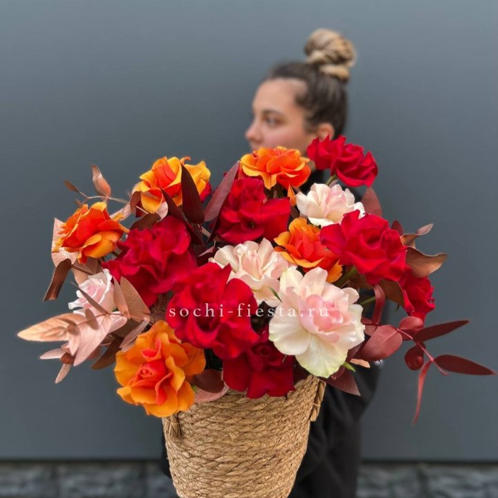 Авторский бокс "Роксана" в джутовом кашпо в Ангарске