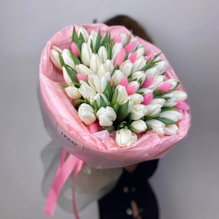 51 белый тюльпан "Рози" в Ангарске