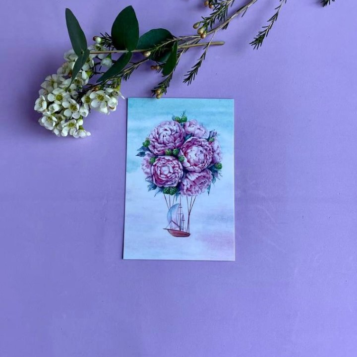 Открытка к букету "Пион" в Ангарске