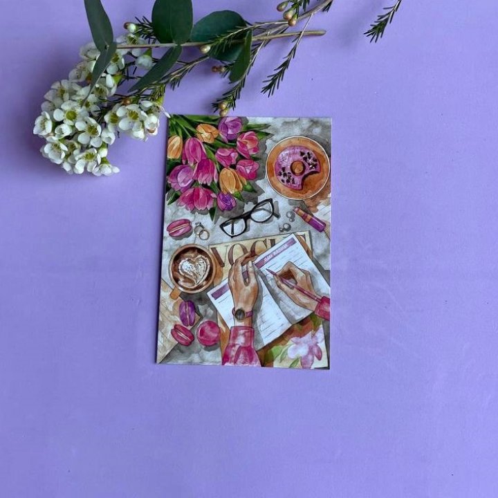 Открытка к букету "Леди на работе" в Ангарске