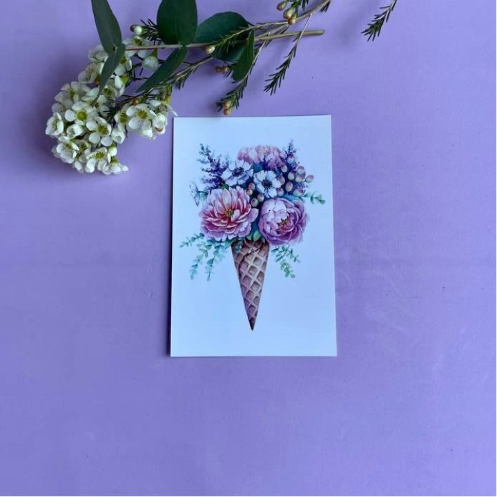 Открытка к букету "Цветочно-кремовый" в Ангарске