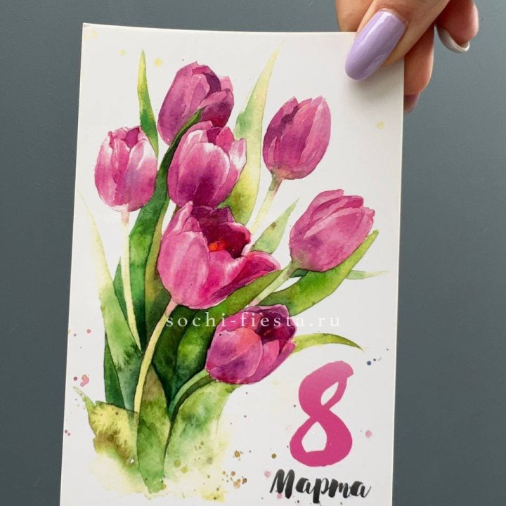 Открытка к букету "8 марта!" в Ангарске