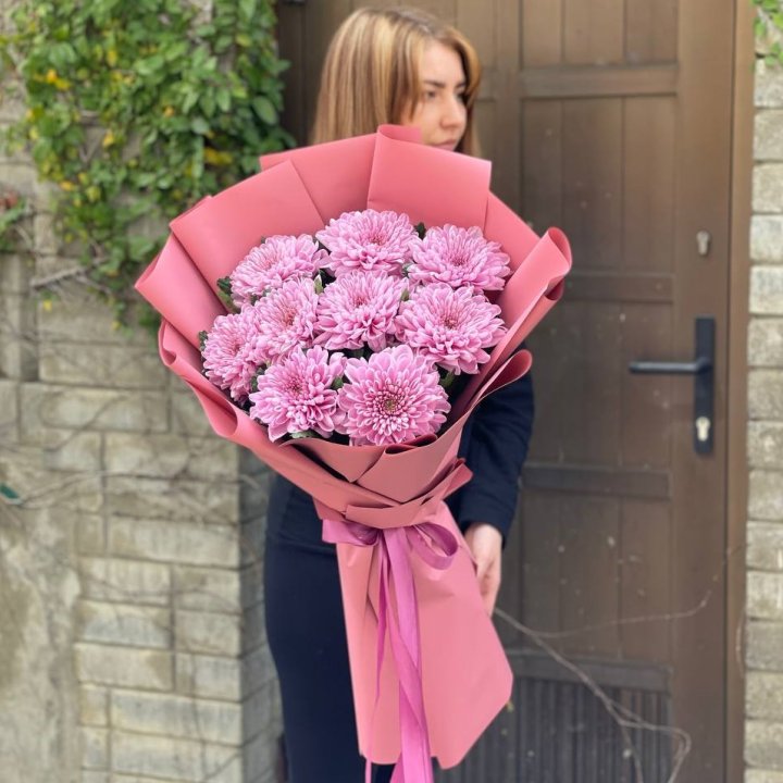 Букет хризантем розовый в Ангарске
