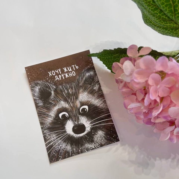 Открытка к букету "Енотик" в Ангарске