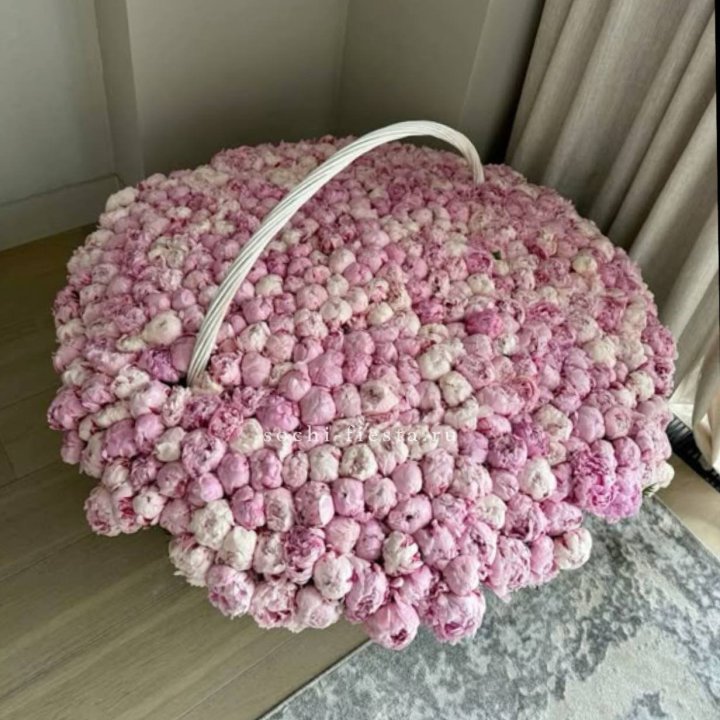 Корзина 555 пионов в Ангарске