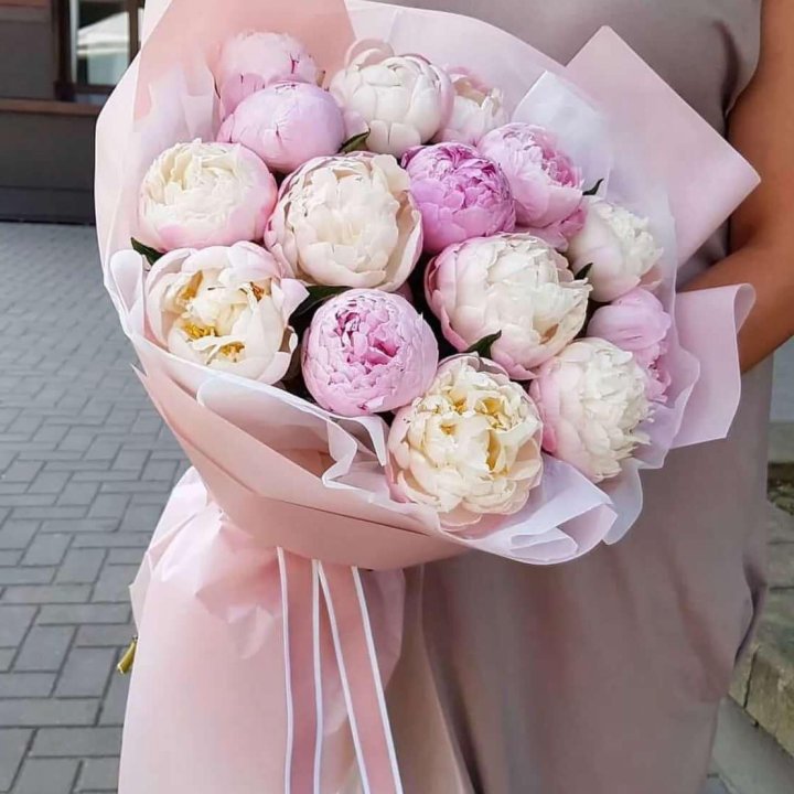 Букет пионов "Маршмелоу" в Ангарске