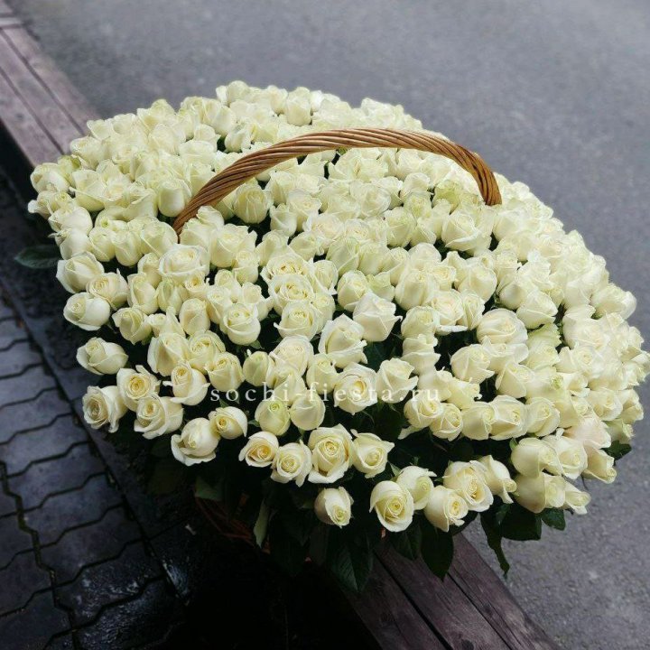 303 розы в корзине в Ангарске