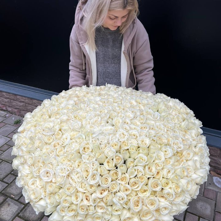 501 белая роза в корзине в Ангарске