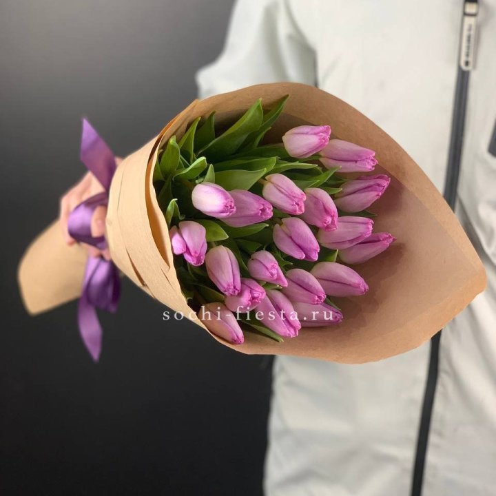 19 розовых  тюльпанов в Ангарске