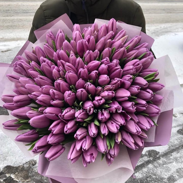 101 сиреневый тюльпан в Ангарске
